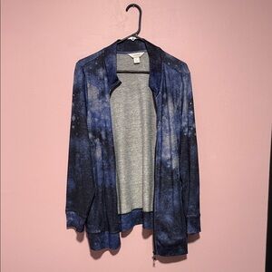 CJ Banks Navy and Gray Galaxy Zip-Up Jacket